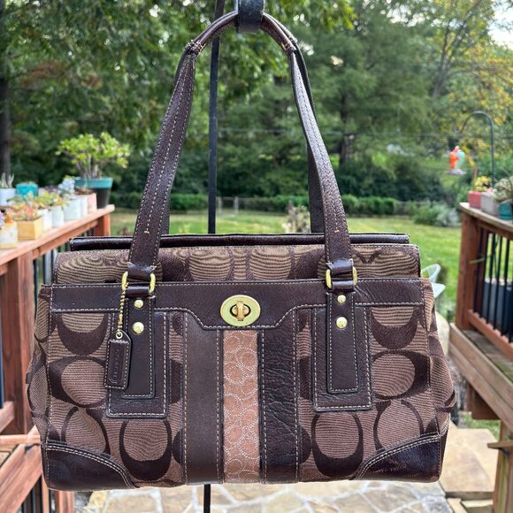 Coach Brown Hamton Signature Shoulder Bag # 11072 - Picture 1 of 14